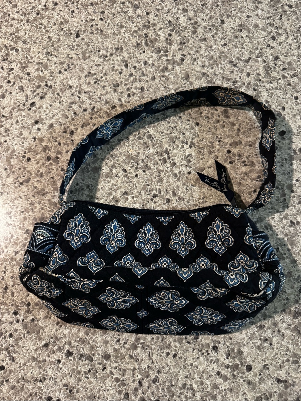 Vera Bradley Navy and Light Blue Paisley Quilted Shoulder Bag